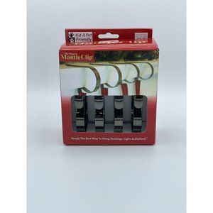 MantleClip 4 pack, Rubbed Bronze, Holiday Mantle Stocking Holder, Light, Garland